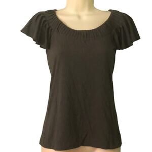 Banana Republic Flutter Sleeve Knit Top Woman Petite Size XS Pleated Neck